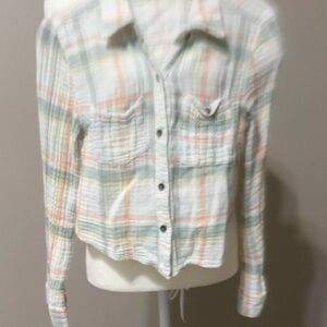 Free People Multicolor Plaid Button-Down Shirt